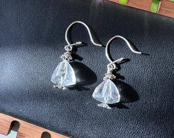 Faceted Crystal, clear Topaz, topaz, topaz earrings, Bali sterling, silver earrings