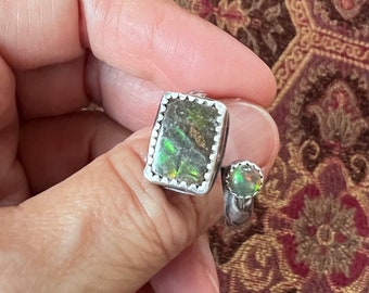 Ammolite, Ammolite ring, Opal, Opal ring, statement ring, sterling silver ring