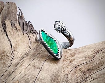 Ammolite, Ammolite ring, Ladybug, Ladybug ring, sterling silver ring, statement ring