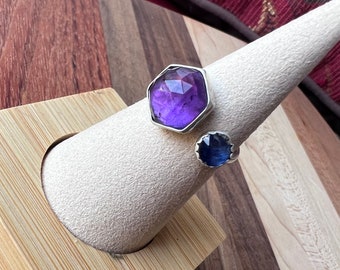 Amethyst, amethyst ring, Blue Kyanite, Kyanite ring, Sterling silver ring