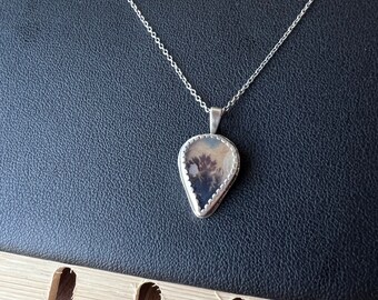 Dedritic Agate, agate pendant necklace, sterling silver necklace
