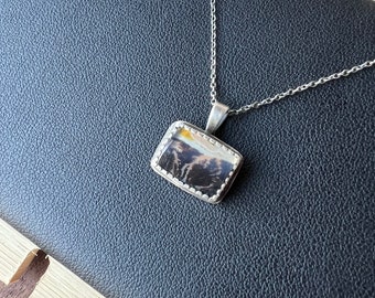 Dedritic Agate, agate pendant necklace, sterling silver necklace