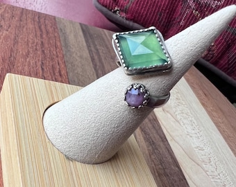 Serpentine, serpentine ring, Pink Sapphire, sapphire ring, statement ring, sterling silver ring