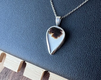 Dedritic Agate, agate pendant necklace, sterling silver necklace