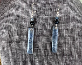 Blue Sponge Coral, coral earrings, Pietersite, Pietersite earrings, Blue Kyanite, kyanite earrings, sterling silver earrings