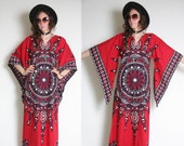 60er Jahre 70er Jahre Dashiki Engel Ärmel Kleid - Boho Hippie Kleid - Bell Ärmel - psychedelischen Mandala - Dashiki Tunika-Kleid - Baumwolle Dashiki Maxi