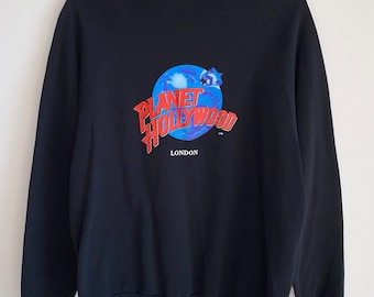 90s Vintage Planet Hollywood London Crewneck - Cozy Oversized Crewneck - Size XL - Black Crewneck - Vintage Clothing