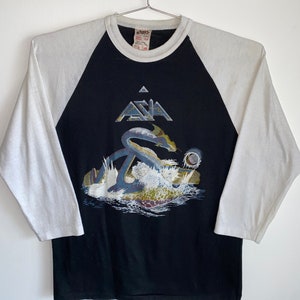 Vintage 70s 80s Rock Shirt - ASIA Band Tee -   50/50 DeFoxx  Graphic Tee - Single Stitch Ragland Tee Baseball Tee