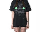 80s Cat Eye Shirt  - 80s Tee Shirt - Vintage Tee Shirt - Oversized Tee - Cat Shirt - Tshirt - Kitty Eyes - 80s 1980s - Cat Head - Size Large