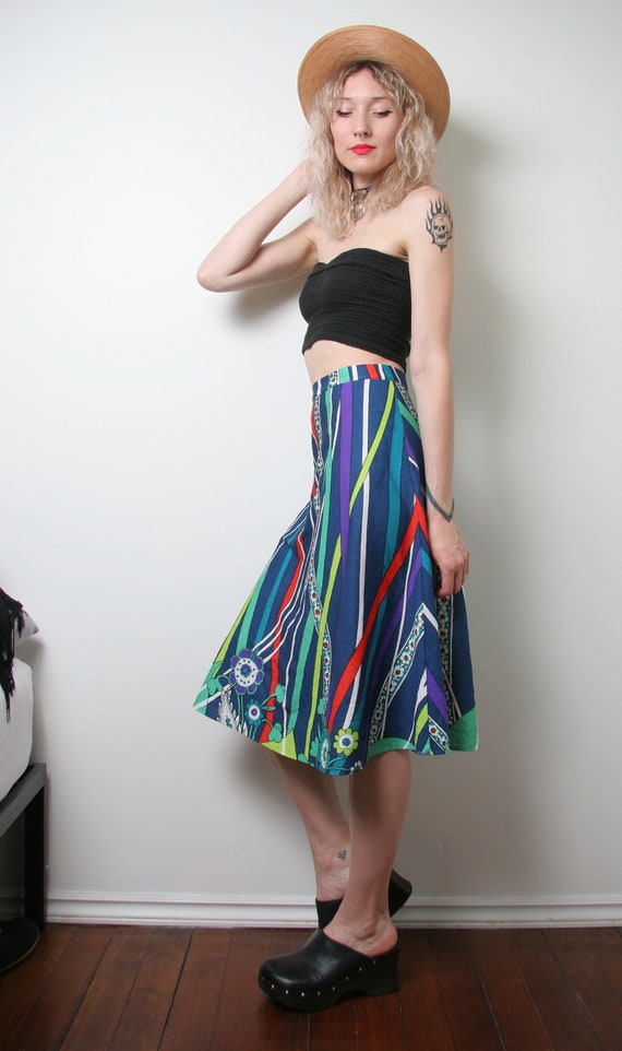 Vintage 60s Floral Psychedelic Skirt - Novelty Pr… - image 6