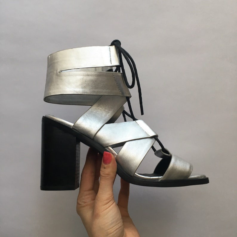 chunky lace up sandals