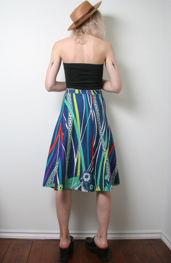 Vintage 60s Floral Psychedelic Skirt - Novelty Pr… - image 7