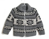 SALE - Vintage Native American Cowichan Sweater - Cowichan Sweater - Cowichan Jacket - Size Small - Wool Jacket - Knit Wool Sweater Jacket