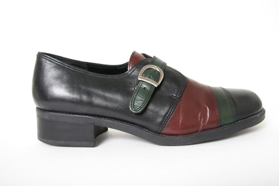 Vintage 90s Leather Oxford shoes With a Buckle - M