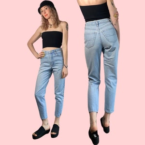 Vintage 90s 1990s Light Wash Denim Jeans - High Waisted Mom Jeans - High Rise Womens Jeans - Light Blue Y2K Grunge 90s Girl Cute Pants