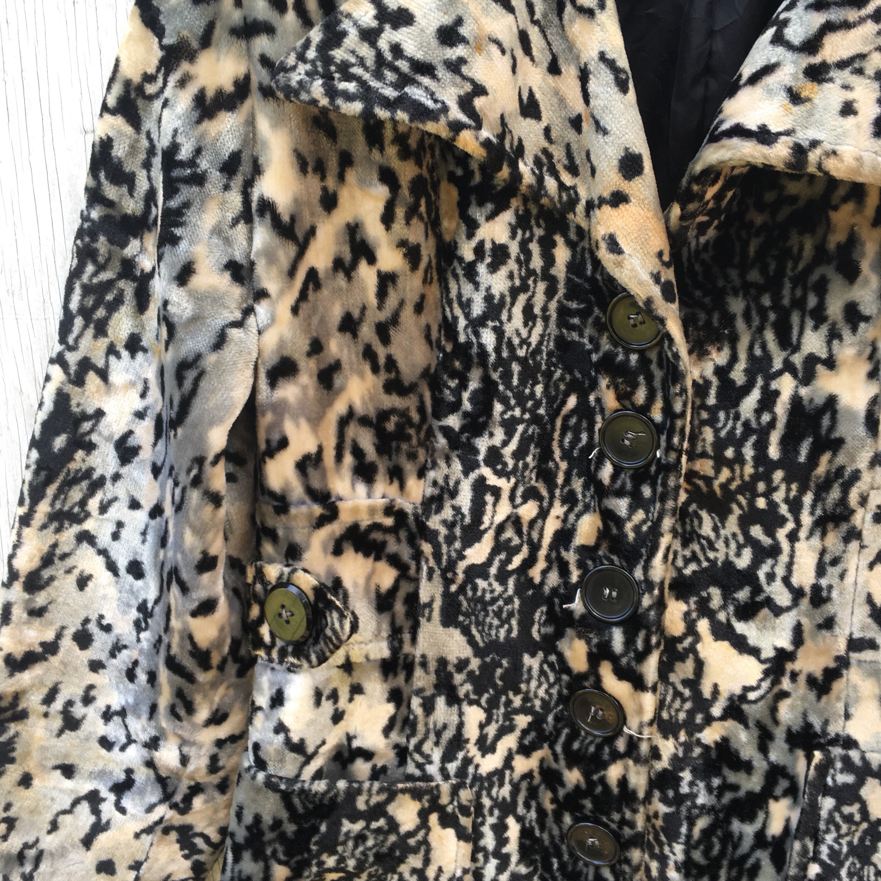 60s Union Made Faux Fur Jacket Wild Cat Print Fur Coat Pea | Etsy