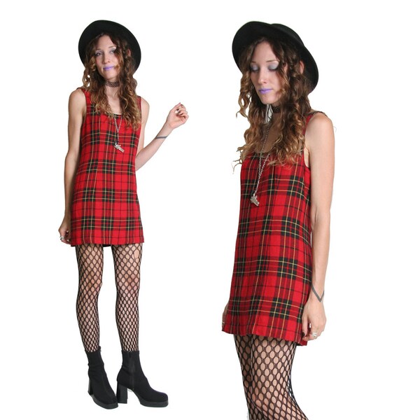 des années 90 à carreaux robe Mini - School Girl - 90 s - Grunge - Tartan robe - robe Punk - 1990 s 90 - Kawaii - Lolita Robe