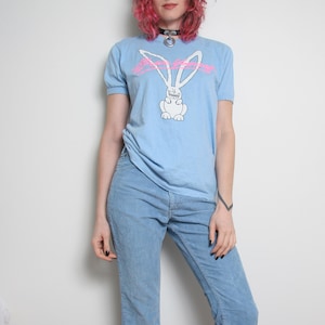 Vintage 80s 90s Bunny T Shirt - Brace Yourself - 50/50 Jerzees  Size Medium - Rabbit Shirt - Bunny With Braces Graphic Tee - Ringer Tee