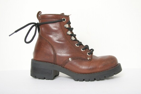 Vintage 90 ALDO Brown Leather Chunky Boots - Hook
