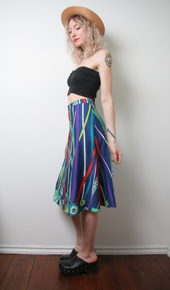 Vintage 60s Floral Psychedelic Skirt - Novelty Pr… - image 4