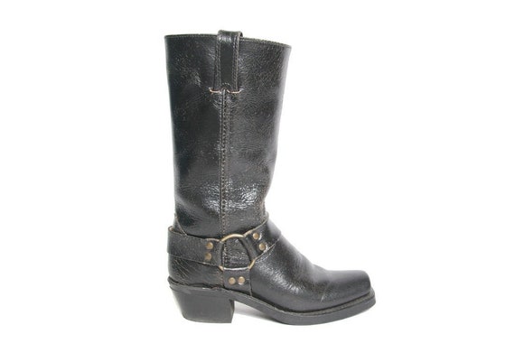 Womens FRYE Motorcycle Boots Size 6 Distressed Leather Harness Motorcycle