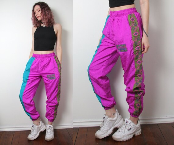 90s Vintage Neon Track Pants Colorblock Florescent 1990s | Etsy