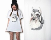 Schnauzer-T-Shirt - 80er Jahre T-Shirt - Vintage T-Shirt - überdimensioniert Grunge Tee - Dog Shirt - T Shirt - Tshirt Schnauzer - Bildschirm Sterne Best