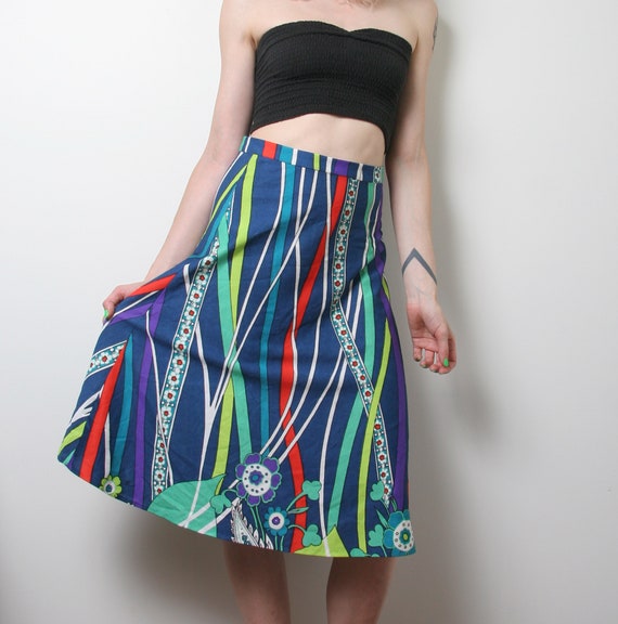 Vintage 60s Floral Psychedelic Skirt - Novelty Pr… - image 3