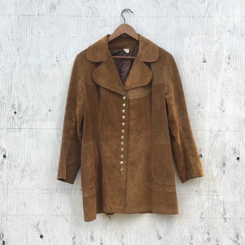 Vintage 70s Suede Jacket Womens Leather Brown Image 0