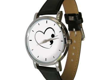 Semi Colon Heart design watch, Adult sized. Mental Health, Suicide Prevention, Gift