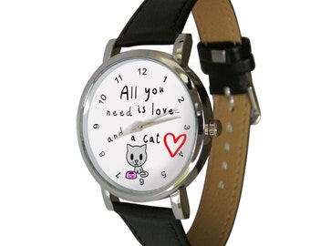 Love & Cat watch, Cat Lovers Gifts, Christmas gifts for cat lovers, gifts for daughter from Dad, for wife, stocking filler, for him, for her