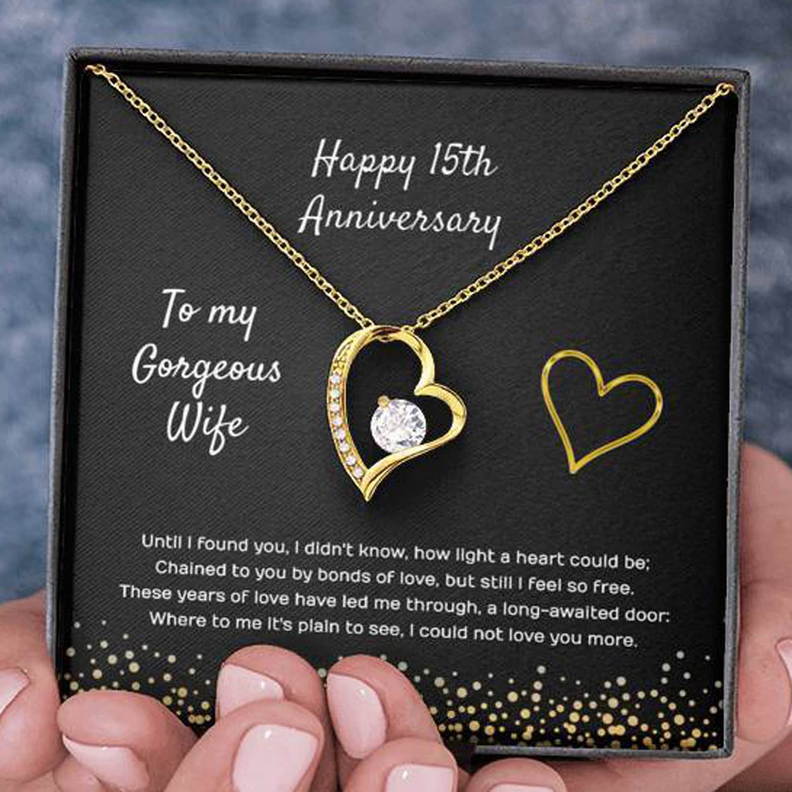 Fifteen year anniversary heart pendant necklace anniversary Etsy
