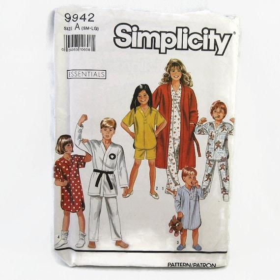 SIMPLICITY # 9936 9942 CHILDS NIGHTSHIRT SHORTS /&ROBE PATTERN 3-14u PANTS