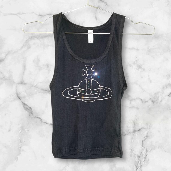 Vivienne Westwood Tank Top Rhinestone Logo - Etsy