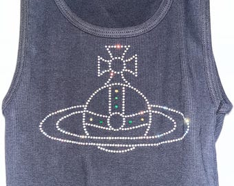 【VIVIENNE WESTWOOD】SINGLET VEST SCULPTURE Vivienne Westwood Tank Top Rhinestone Logo - Etsy