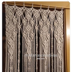 Rideau en macramé. Décoration murale en macramé. Rideau de fenêtre. Suspension murale en macramé. Décor en macramé. Cordon en coton. Naturel