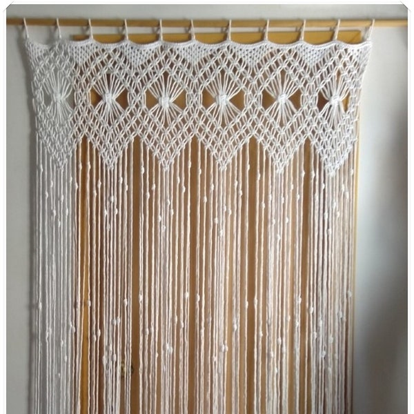 Macrame Curtain.Window Curtain.Macrame wall art. Macrame Wall Hanging. White, Natural