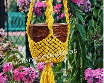 Vintage Macrame Plant Hanger. Natural Fiber Jute – 22 inches . Home décor,great gift ideas .