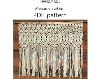 PDF Instructions  Macrame Curtain, Handmade macrame.