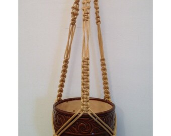 Percha de planta Macrame, cesta colgante, decoración del hogar - Beige - 24 pulgadas, 3 mm.Idea de regalo.