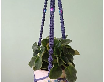 Pot hanger,Macrame plant hanger,Home décor,Great Gift Ideas - color jeans , - Inside - Outside - 19 inches