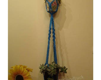 Double macrame plant hanger,Macrame Plant hanger,plant holder, great gift ideas (color turquoise) - 48 inches,5mm -