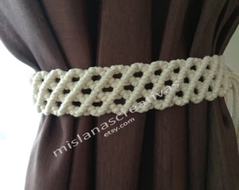 Curtain TieBacks.2 Curtain Tie back.Decorative macrame Tie Backs.Window Accessories.Rustic curtain decor