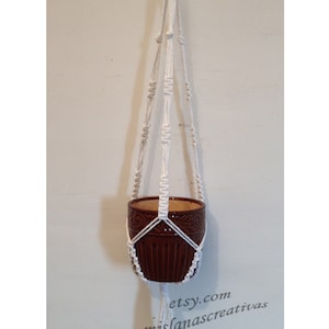 Pot hanger, Macrame plant hanger,hanging basket ,lovely gift, home décor - white - 24 inches - 3 mm