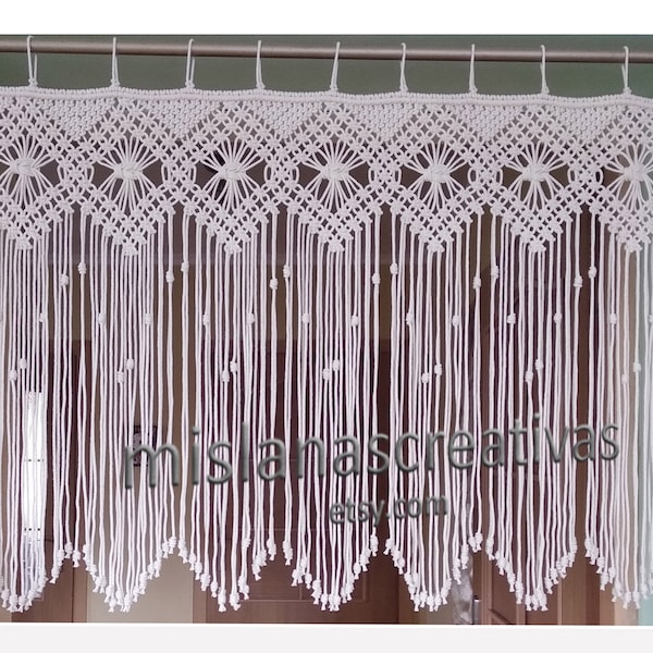 Decor Macrame valance. Window Curtain. Macrame Curtain. Macrame wall art.Macrame Wall Hanging.