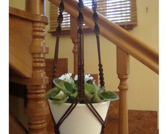 Macrame Plant Hanger,, Indoor - Outdoor,,Hanging Basket,hanging planter - brown, - 35 inches, 4 mm - Gift Idea.