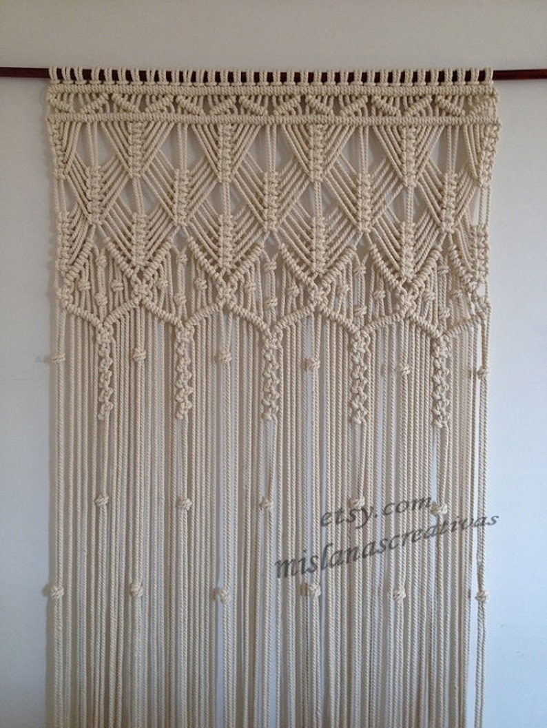 Macrame Curtain Handmade Wall Hanging Ecru Image 0