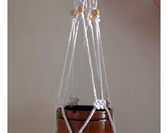 Percha de plantas de macrame, percha de maceta, regalo encantador, decoración del hogar - blanco - 18 pulgadas - 3 mm