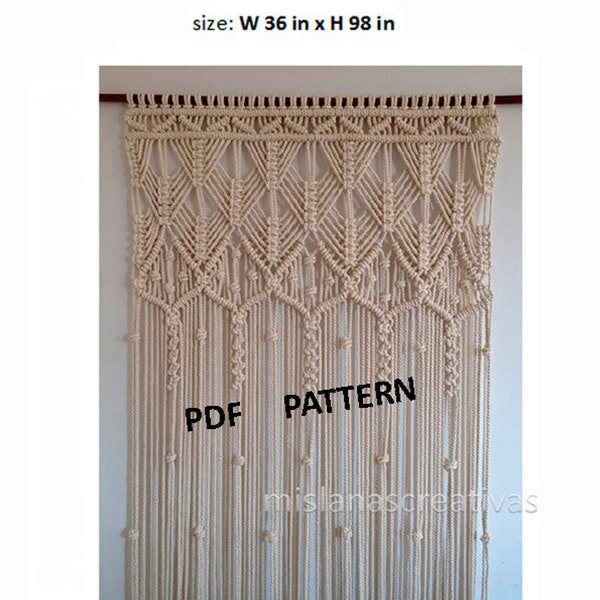 PDF Instructions  Macrame Curtain, Handmade macrame, Wall hanging