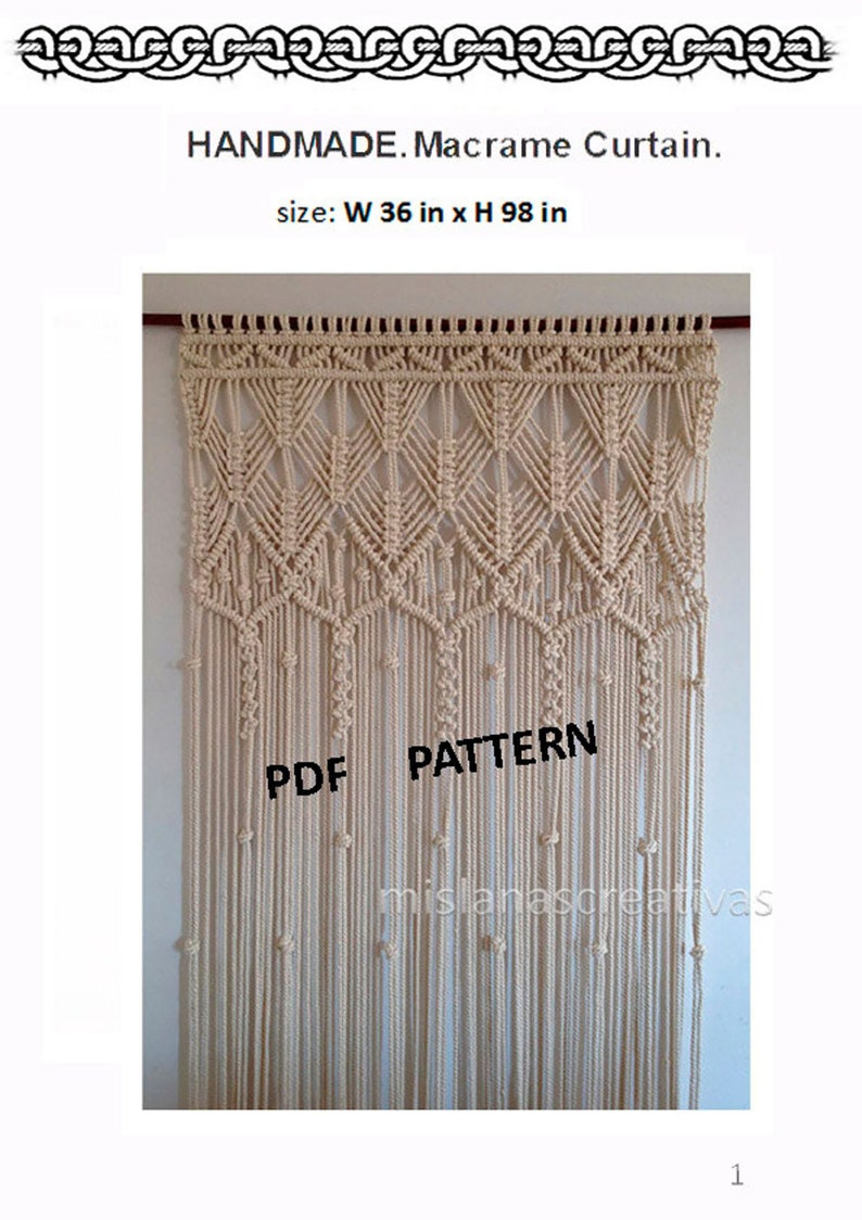 PDF Instructions Macrame Curtain, Handmade macrame, Wall hanging image 1